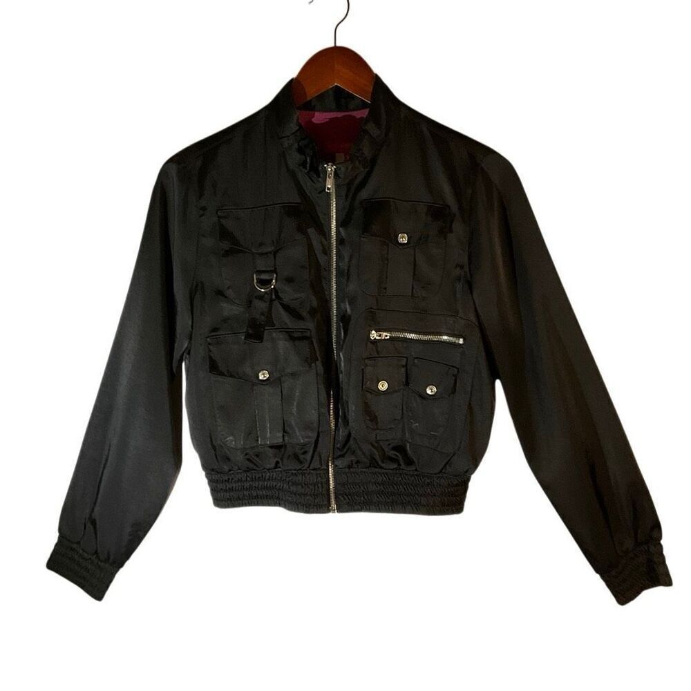 ABS Allen Schwartz Punk Rockandroll Baddie Jacket, Medium. Black with Silver Har